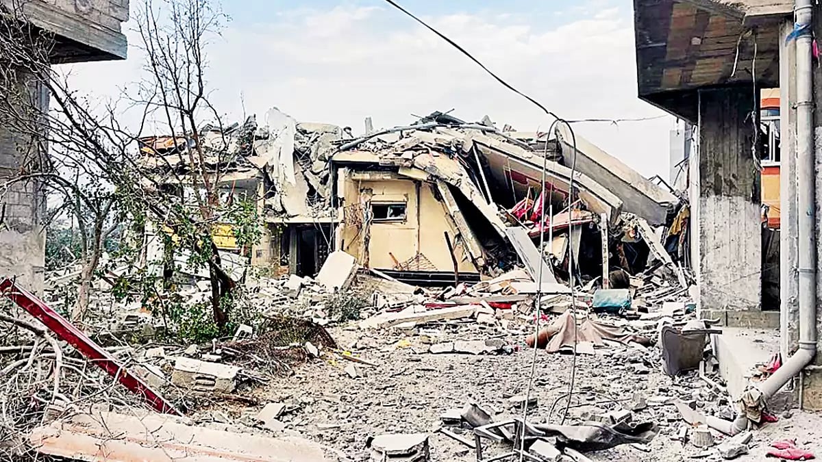 Demolition and Humiliation; Toha’s house after bombardment - null