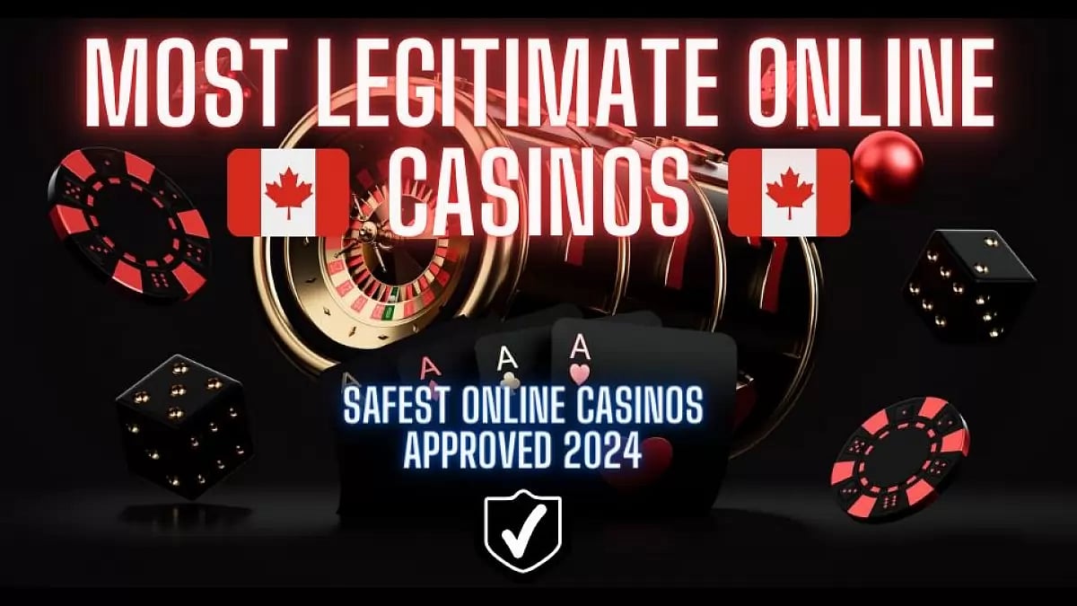 Featuring image for article on legitimate online casinos in Canada, showcasing symbols of trust and Canadian culture. 
