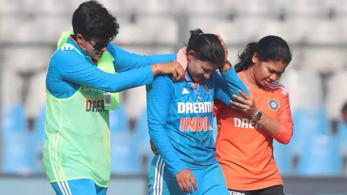 India's Sneh Rana (c) leaves the field