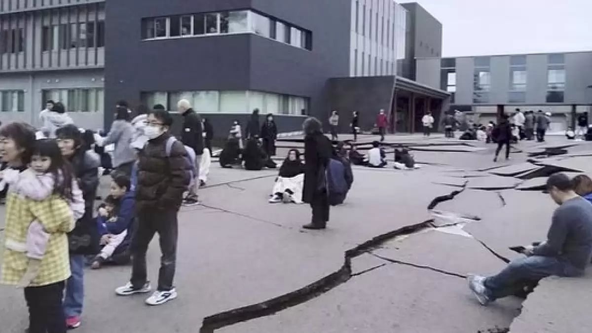 Earthquakes led to cracks in the ground in Wajima, Ishikawa prefecture, Japan