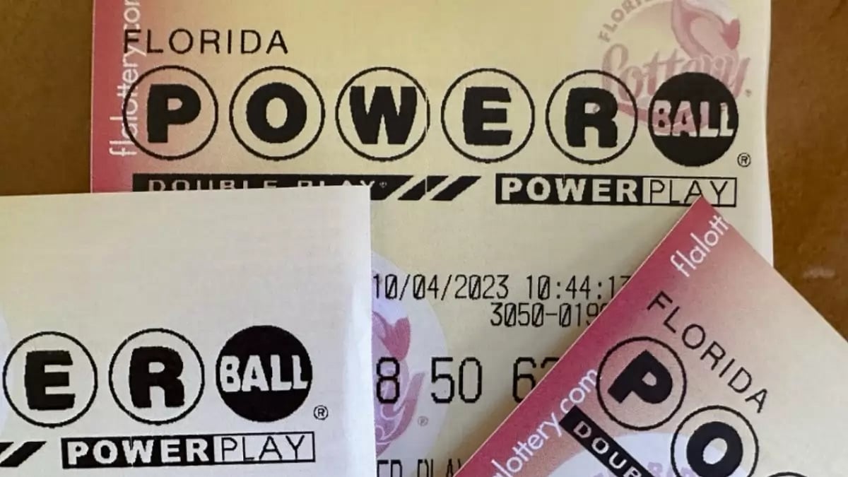 Powerball lottery tickets are displayed in Surfside, Fla.
