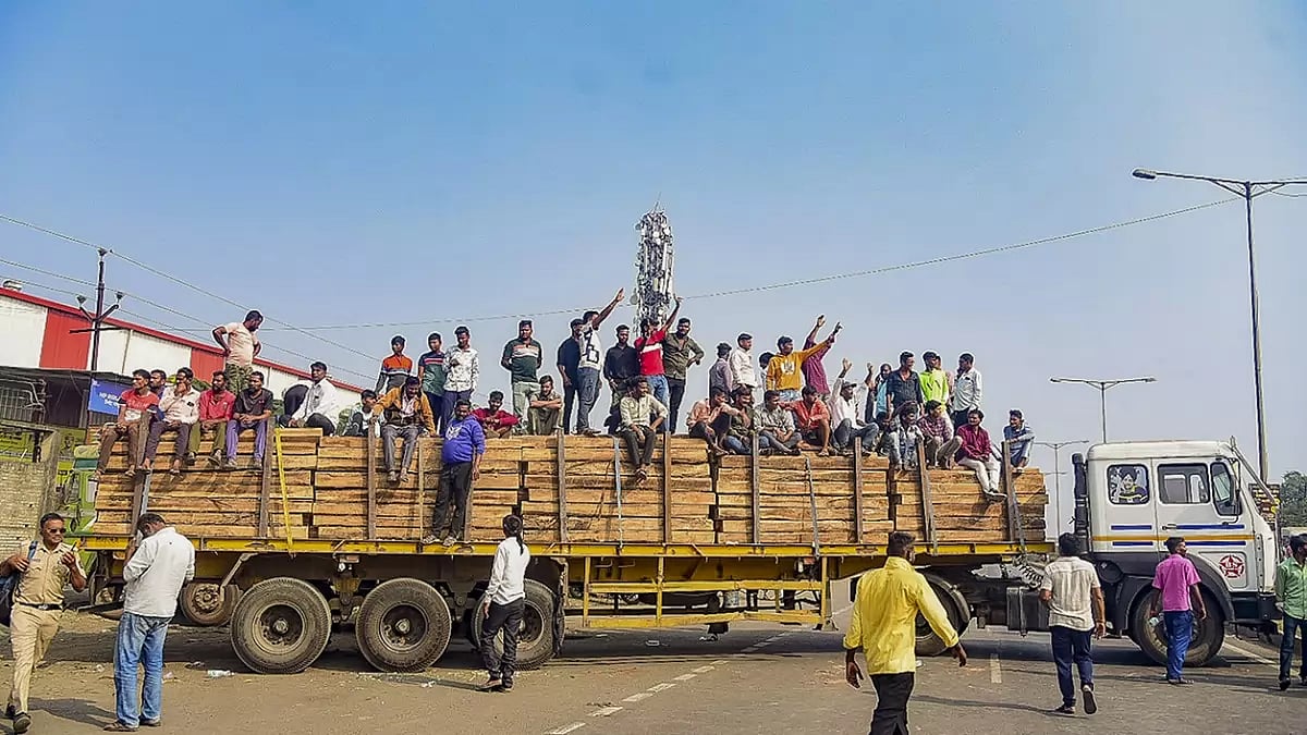Truck drivers protest