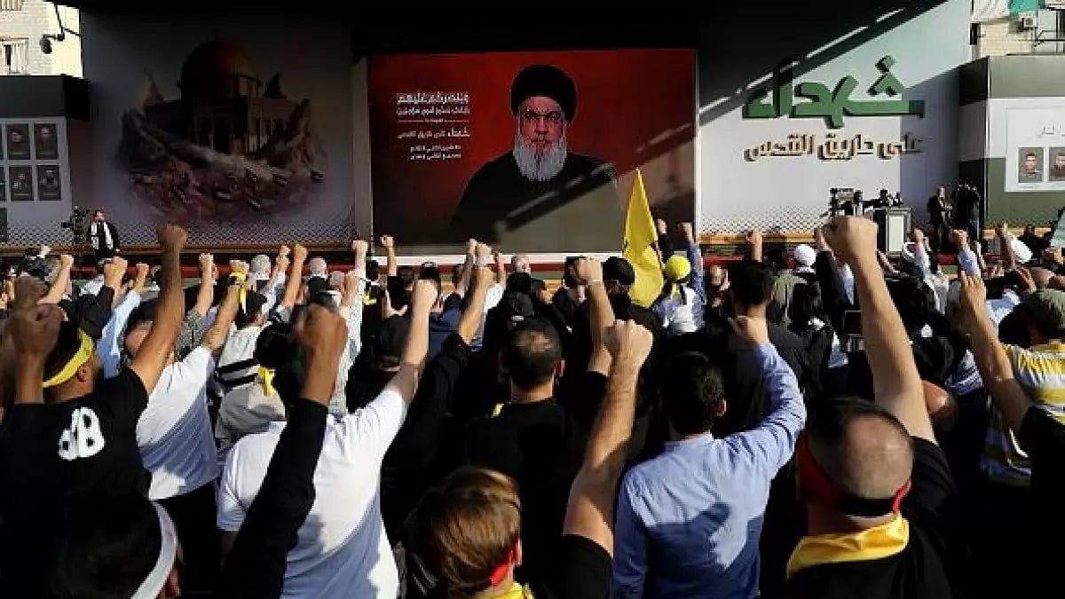Supporters of Hezbollah gather at al-Ashoura square in Beirut | - AP