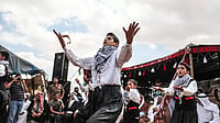 'Not Me, Not Today': Prayers Of A Young Palestinian Dancer As She Passes Armed Checkpoints Palestinians perform Dabke at the a demonstration in Khas Yunis, Gaza