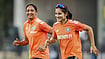 'Mouth-taped' India Cricket Captain Harmanpreet Kaur Joins Footballer Erling Haaland, Tennis Star Iga Swiatek's Club India women's team captain Harmanpreet Kaur (L) with Renuka Singh (R) in training