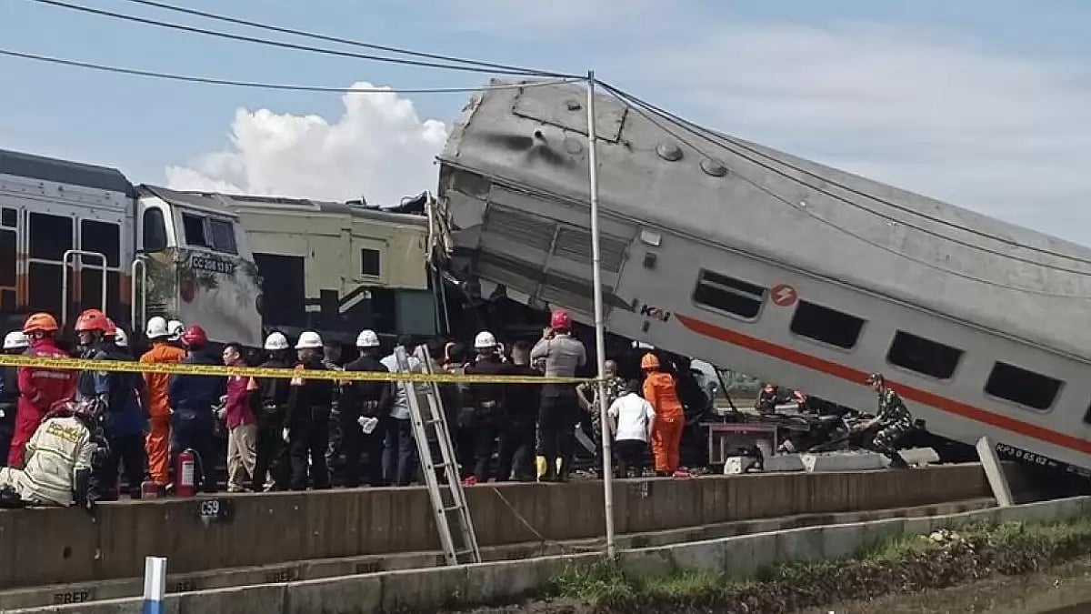 Two commuter trains collided in Java Island of Indonesia