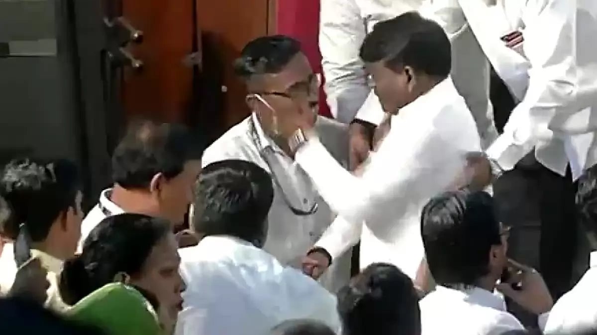 BJP MLA Sunil Kamble slaps cop during public event in Pune.