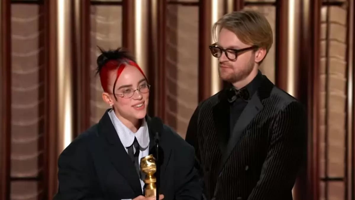 Singer Billie Eilish at Golden Globes 2024.