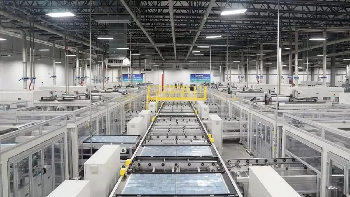 Solar panels are built at the QCells solar energy manufacturing factory in Dalton, Georgia, U.S.