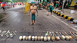 Farmers from Tamil Nadu staged a protest in 2017 against farmer suicides