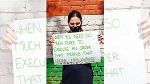 Kashmiris residing in Delhi take out a silent protest against the revocation of Kashmir’s special Constitutional status in New Delhi in 2019.