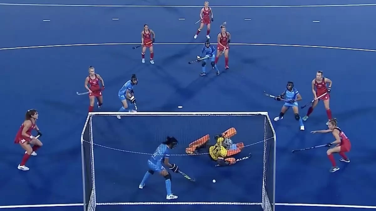 Indian women's hockey team in action against USA