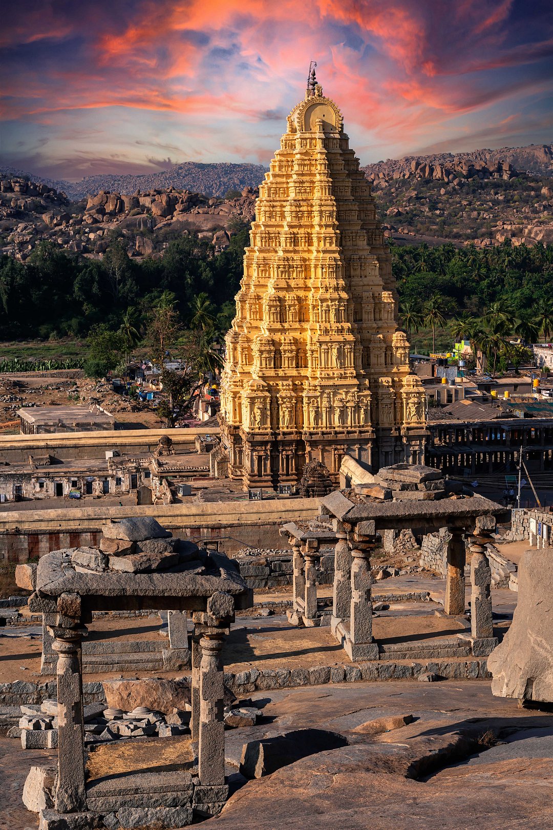 Stunning view of Virupaksha Temple in Hampi 