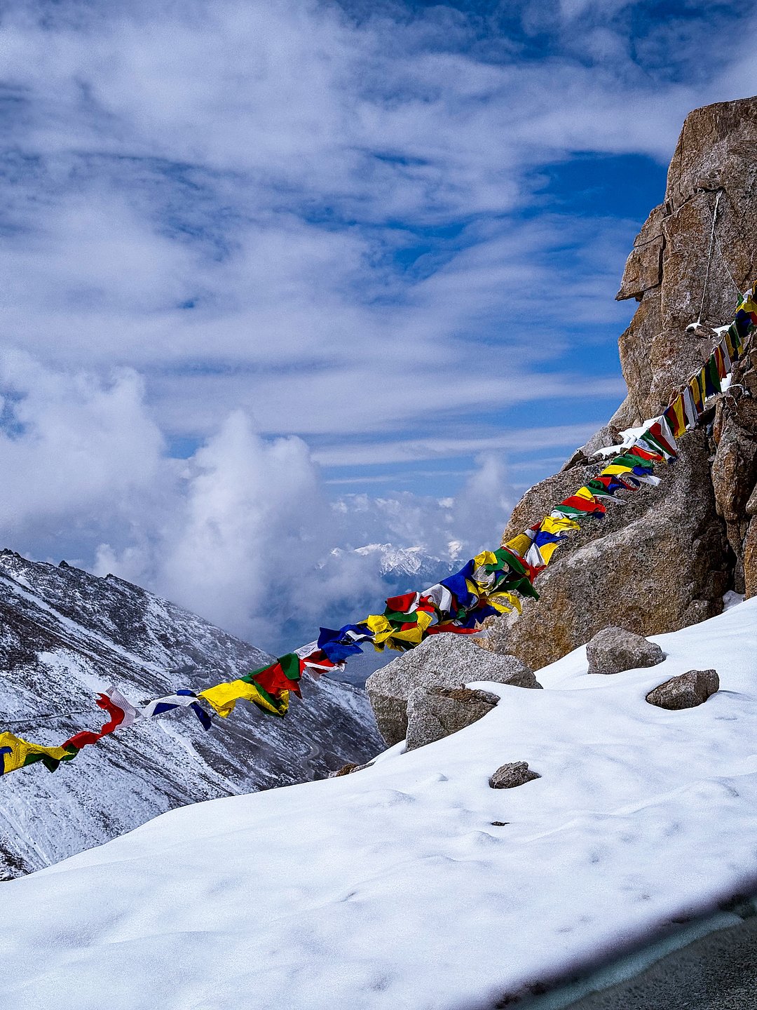 A view of snow covered mountains of Khurdugla Pass at Ladakh, India