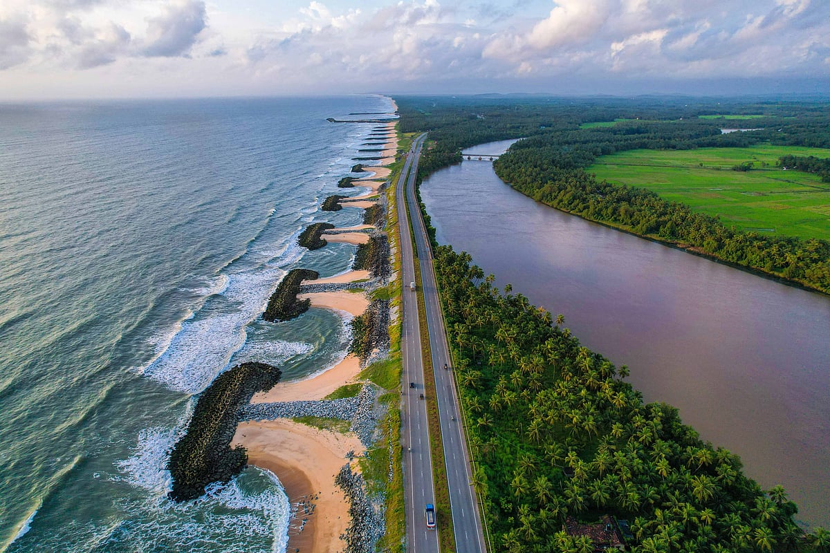 Shutterstock : The scenic view from above of Maravanthe Beach