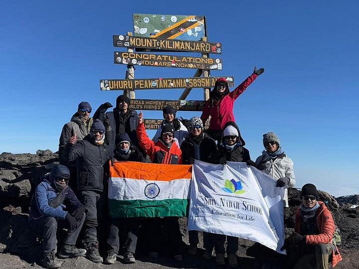 Supplied : Students from Shiv Nadar School who climbed Mt Kilimanjaro