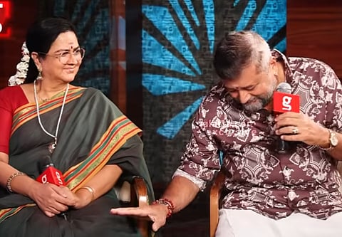 ഗലാട്ട തമിഴ് യൂട്യൂബ് ചാനലിന്റെ അഭിമുഖത്തിനിടെ ഉർവശിയുടെ കാൽതൊട്ടുതൊഴുന്ന ജയറാം