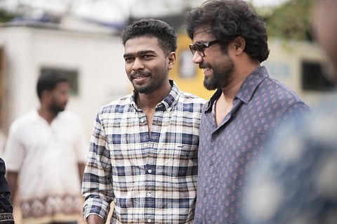 ഇന്ത്യൻ സിനിമാ കമ്പനിയുടെ പുതിയ ചിത്രത്തിന്റെ പൂജാ ചടങ്ങിൽ പ്രധാനതാരങ്ങളായ ഷറഫുദ്ദീനും അലൻ ബിൻ സിറാജും