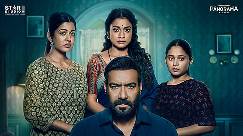 'ദൃ​ശ്യം: ദ് ​ക​ൺ​ക്ലൂ​ഷ​ൻ'പോസ്റ്റർ