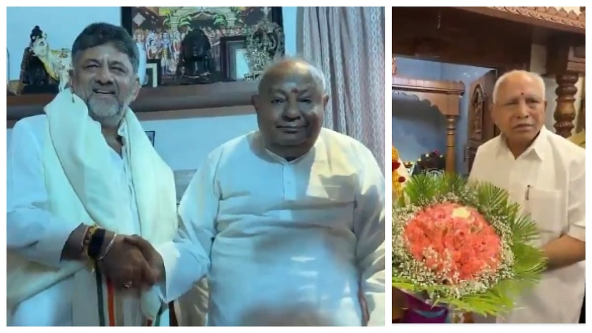 ಪದಗ್ರಹಣಕ್ಕೂ ಮುನ್ನ ಯಡಿಯೂರಪ್ಪ-ದೇವೇಗೌಡ ಭೇಟಿಯಾಗಿ ಆಶೀರ್ವಾದ ಪಡೆದ ಡಿಕೆಶಿ