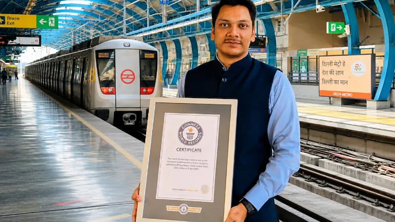 ದೆಹಲಿಯ ಸಂಪೂರ್ಣ ಮೆಟ್ರೊ ಜಾಲವನ್ನು 14 ಗಂಟೆಗಳಲ್ಲಿ ಸುತ್ತಿ ದಾಖಲೆ ಬರೆದ ಉದ್ಯೋಗಿ