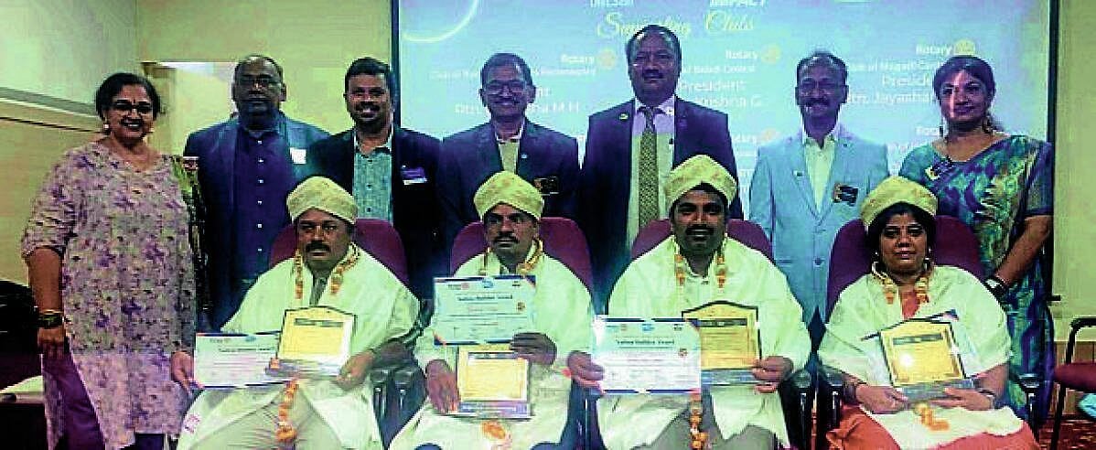 Channapatana's Yogesh Chakre and Hemalatha receive 'Nation Builder Award' at Bengaluru event