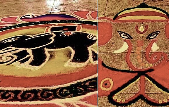 Vibrant Rangoli designs by women staff attract attention at Kempegowda International Airport