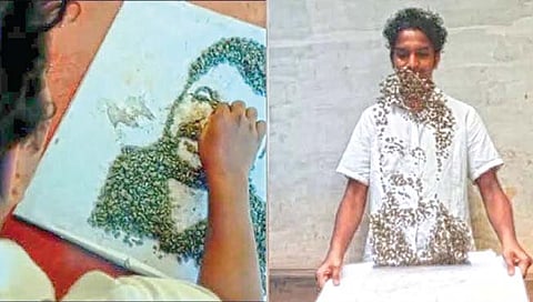 ‘तो’ चक्‍क हवेत तयार करतो चित्र!