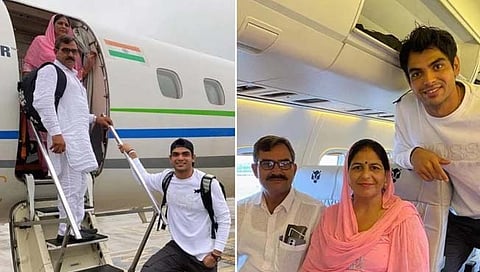 भालाफेकपटू नीरज चोप्रा  याने आपल्‍या आईवडिलांना पहिला विमान प्रवास घडवला.  