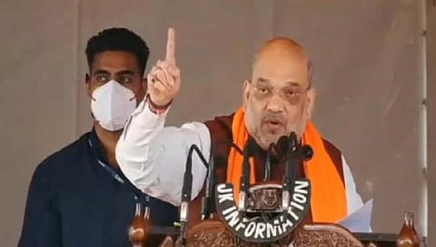 Amit Shah in Jammu Kashmir : जम्‍मू-काश्‍मीरमध्‍ये यापुढे तीन कुटुंबांची दादागिरी चालणार नाही