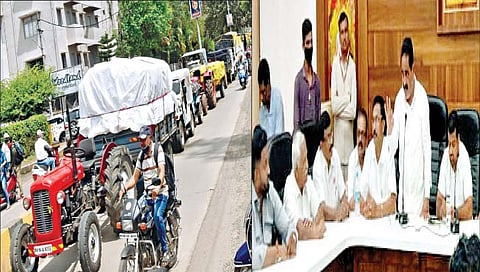 गुळासह शेतकर्‍यांचा अजिंक्यतारा, जिल्हाधिकारी कार्यालयास घेराव