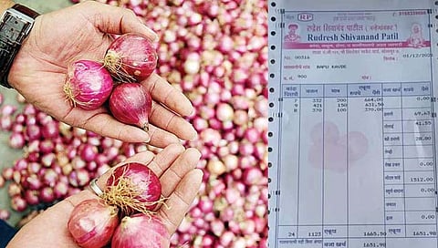 onion price : बाराशे किलो कांदा विकून शेतकऱ्याला मिळाले १३ रूपये !