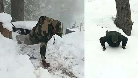 BSF jawan : बीएसएफ जवानाला सलाम… बर्फात ४० सेकंदात ४७ पुशअप्‍स ( व्हिडिओ व्हायरल )