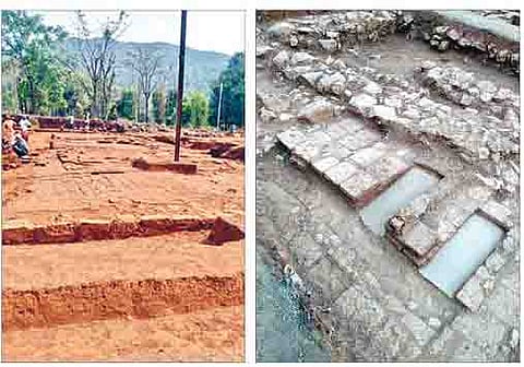 राजगडाच्या पायथ्याला पाल खुर्द येथील शिवपट्टण स्थळाच्या उत्खननात छत्रपती शिवरायांच्या भव्य राजवाड्याचे सापडलेले अवशेष. दुसर्‍या छायाचित्रात रायगड किल्ल्याच्या धर्तीवर शिवपट्टण वाड्यात आधुनिक काळाप्रमाणे स्वच्छतागृहे असल्याचे उत्खननात पुढे आले आहे.