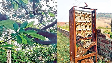रत्नागिरी ः शहरातील किल्‍ला येथे बसवण्यात आलेल्या पथदीपाचा तुटलेला एलईडी, दुसर्‍या छायाचित्रात जुन्या डीपी न काढता तशाच ठेवण्यात आल्या आहेत.