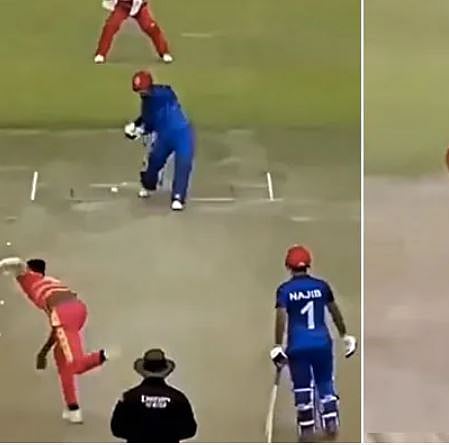 Rashid khan Blindly hit six  : व्‍हिडीओ : रशीद खानने डोळे झाकून ठोकला ‘कडक’ षटकार, गोलंदाज पाहातच राहिला