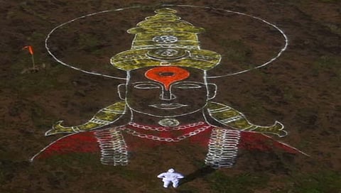 विठ्ठलाची  ४० फुट रांगोळी