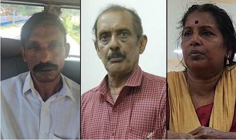 केरळ येथील नरबळी प्रकरणात (डावीकडून) शफी, भगवाल आणि लैला या तिघांना अटक झाली आहे. 