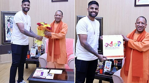 टीम इंडियाचा स्‍टार फलंदाज सूर्यकुमार यादव याने आज उत्तर प्रदेशचे मुख्‍यमंत्री योगी आदित्‍यनाथ यांची सदिच्‍छा भेट घेतली.