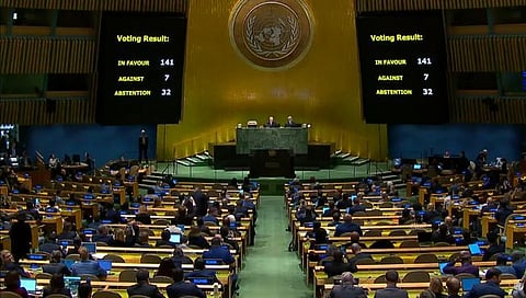 UNGA : रशिया विरुद्ध प्रस्ताव पारित, भारत-चीन मतदानाला अनुपस्थित