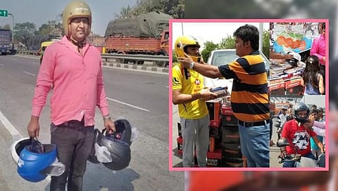 Helmet Man : मोफत हेल्मेट वाटपाची जोरदार चर्चा! स्वत:चे घर विकून ‘या’ तरुणाने सुरु केला स्तुत्य उपक्रम