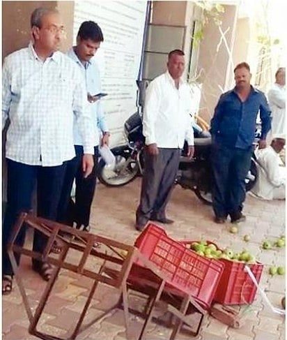 तहसीलदारांनी शेतकर्‍यांचे पेरु वाटप आंदोलन चिरडले, अर्वाच्च भाषेचा वापर करीत पेरू फेकले