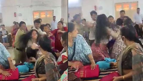 एका साडीसाठी दोघींची तुंबळ हाणामारी 