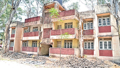 नाशिक : सातपूर परिसरातील कामगार विमा रुग्णालयाच्या (ईएसआयसी) वसाहतीची झालेली दुरवस्था. ठिकठिकाणी मातीचे ढिगारे आणि पालापाचोळा व कचर्‍याचे ढीग साचलेले आहेत.