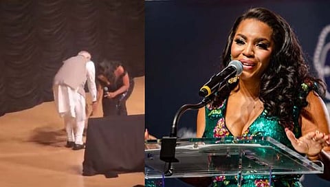 PM Narendra Modi with African-American singer Mary Millben 
