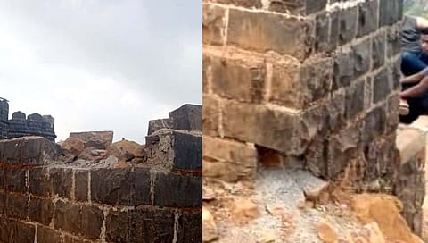 कोल्हापूर : विशाळगड ‘मुंढा दरवाजा’चे दगड निखळले