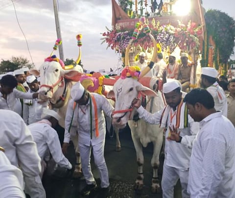 Ashadhi Wari 2023 : तुकाराम महाराज पालखी सोहळ्याचं सराटीमध्ये  स्वागत