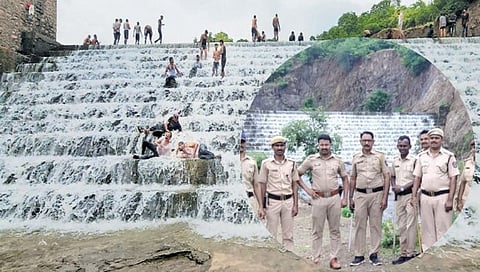 जळगाव : सातपुड्यातील निंबादेवी धरणावर पर्यटकांना बंदी, पोलीस बंदोबस्त तैनात