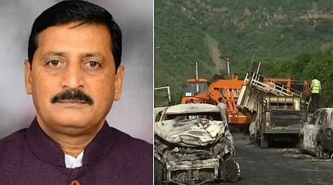 झिरका मतदारसंघातील काँग्रेस आमदार मम्मन खान. दुसर्‍या छायाचित्रात हिंसाचारात पेटवलेल्‍या कार. (संग्रहित छायाचित्र )