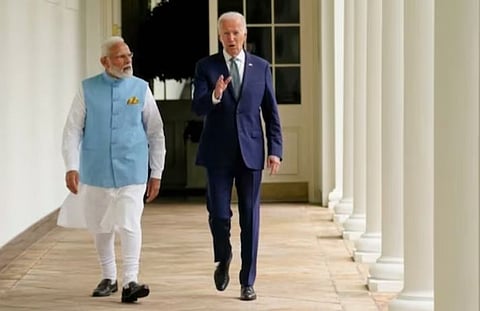 भारताचे पंतप्रधान नरेंद्र माेदी आणि अमेरिकेचे अमेरिकेचे राष्ट्राध्‍यक्ष ज्यो बायडेन. ( संग्रहित छायाचित्र )